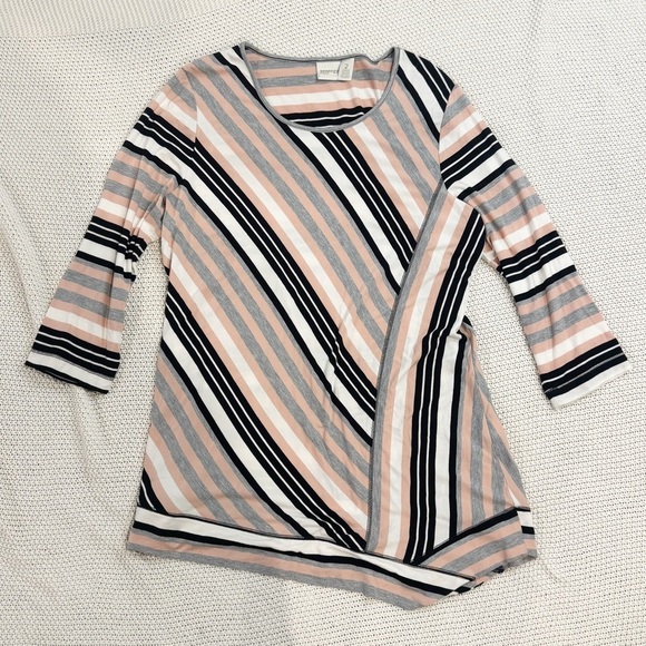 Chico's Striped Tunic in Black, Gray, and Pink - Picture 2 of 7